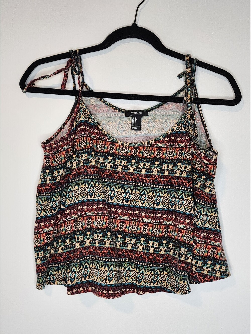 Forever 21 Boho Patterned Tie-Strap Tank Top Size Small